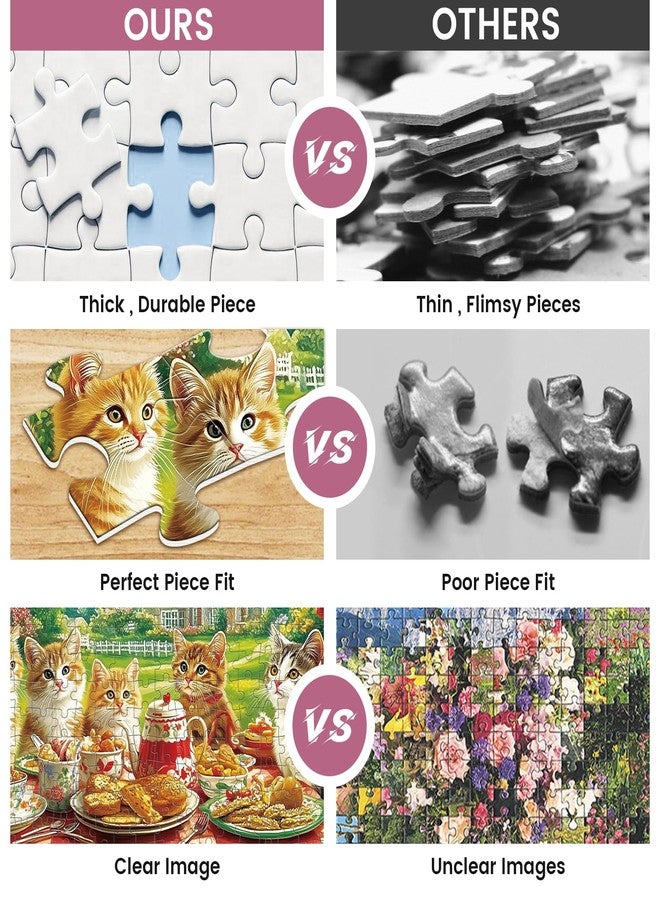VOLUVOLU 2-Pack 300 Pieces Puzzles for Kids, Dessert Cat Puzzles 300 Pieces Party Cat Jigsaw Puzzles for Adults, Large Piece Puzzle, Puzzle Toys for Boys and Girls, Family Activity Game Nights Gifts - Image 3